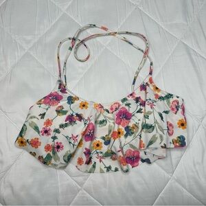 True Craft Flounced‎ Ruffle Floral Bikini Top Size M